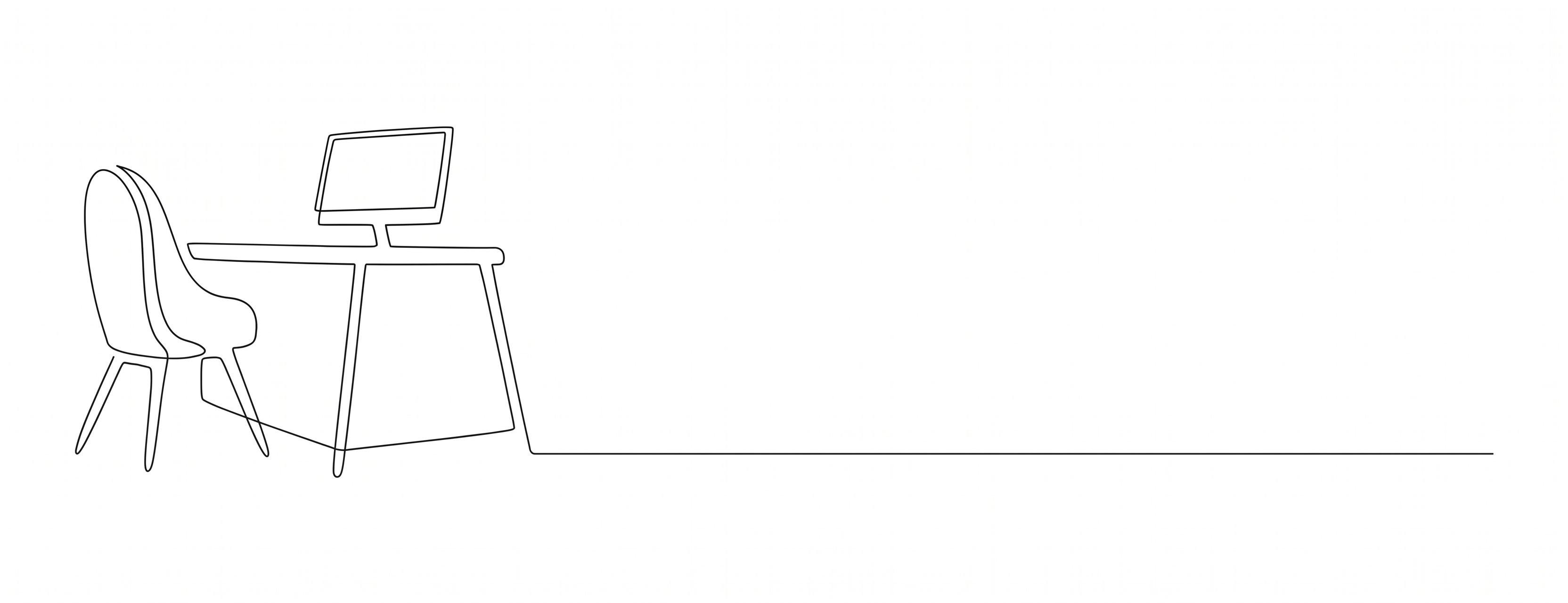 机と椅子の線画